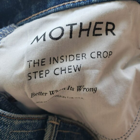 Mother The Insider Crop Step Chew Better When It's Wrong Distressed Jeans 25 - Picture 6 of 16